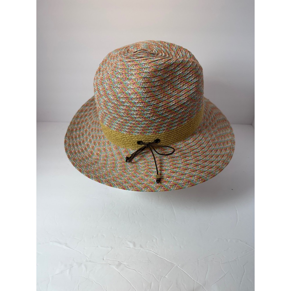 Cappelli Straworld Multicolor Woven Paper Sun Hat Wide Brim Fedora One Size